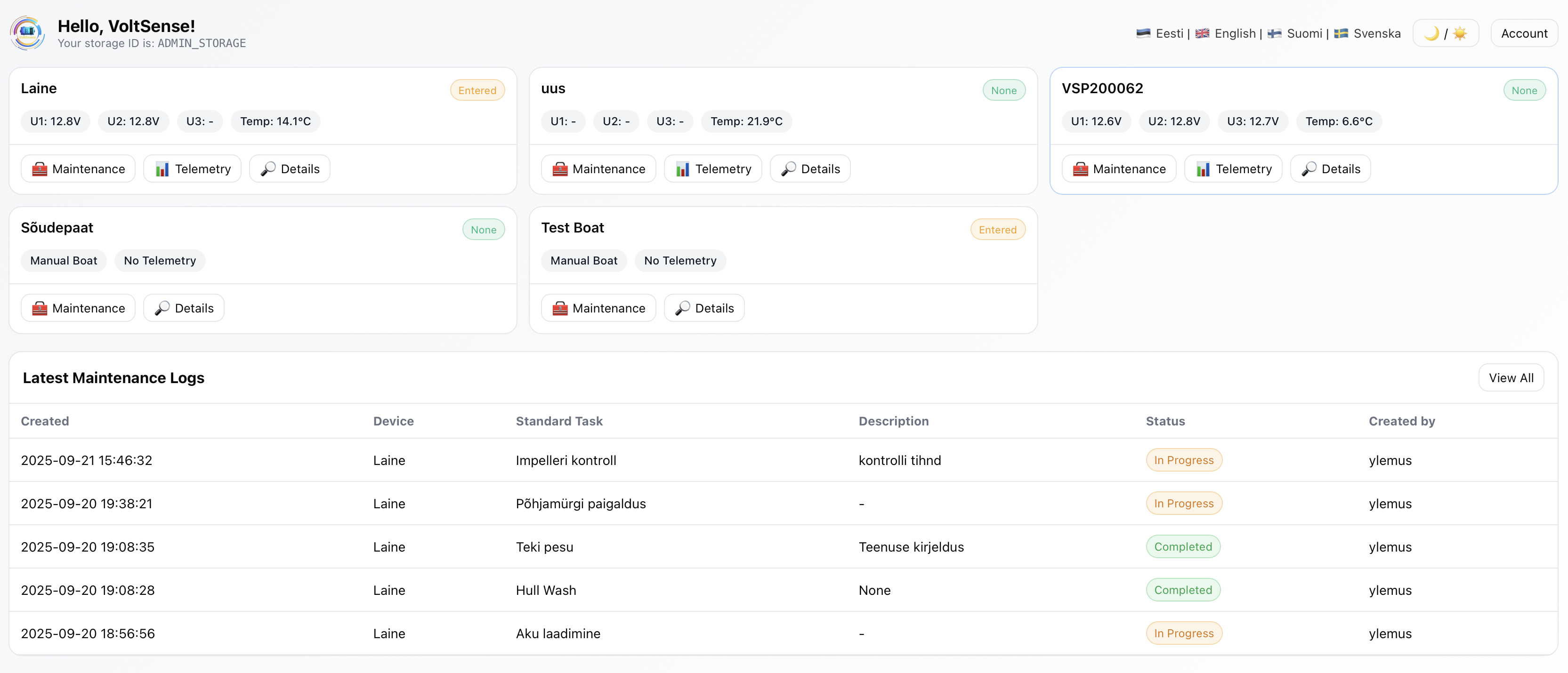 VoltSense HUB Dashboard